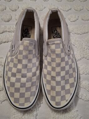 Vans Slip-On Sneakers in Beige & Cream Checkerboard Unisex MEN 7 WOMEN 8.5